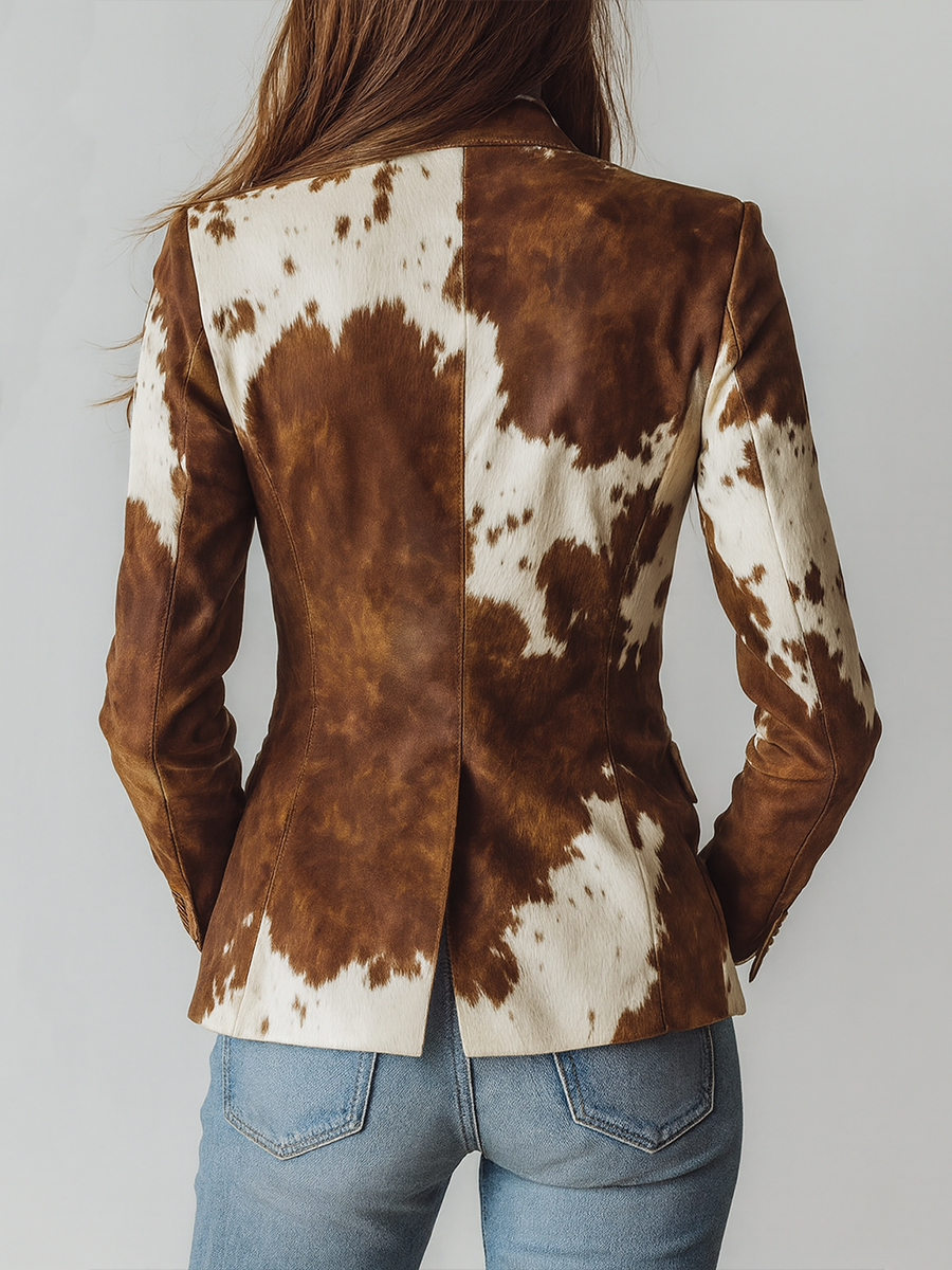Blazer Vintage Ecológico con Estampado de Vaca