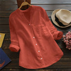Flor | Camisa con manga larga y bolsillo con cuello sin solapa