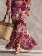 Aurora Vestido Maxi de Gasa Rosa con Hombros Descubiertos Precio rebajado