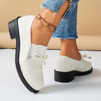 Mocasines Elegantes con Punta Redonda y Lazo Decorativo