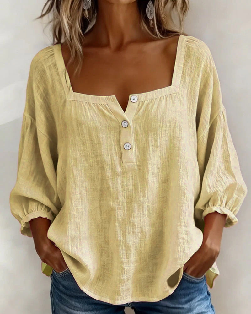 Lurea | Blusa para mujer con escote cuadrado y botones