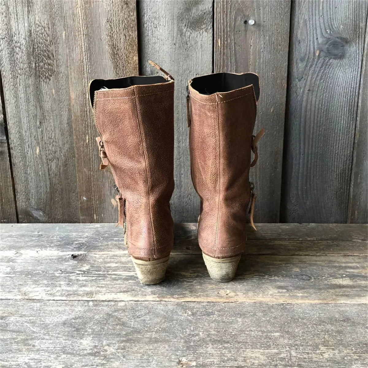 Botines de cuero con cremallera lateral