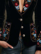 María - Embroidered Blazer with Multicolour Floral Print