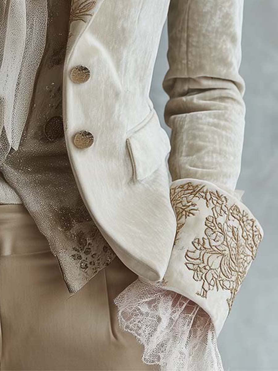 Blazer de mujer ivory bordado