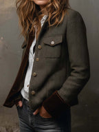 Dolores - Twill Blazer with Contrast Trim