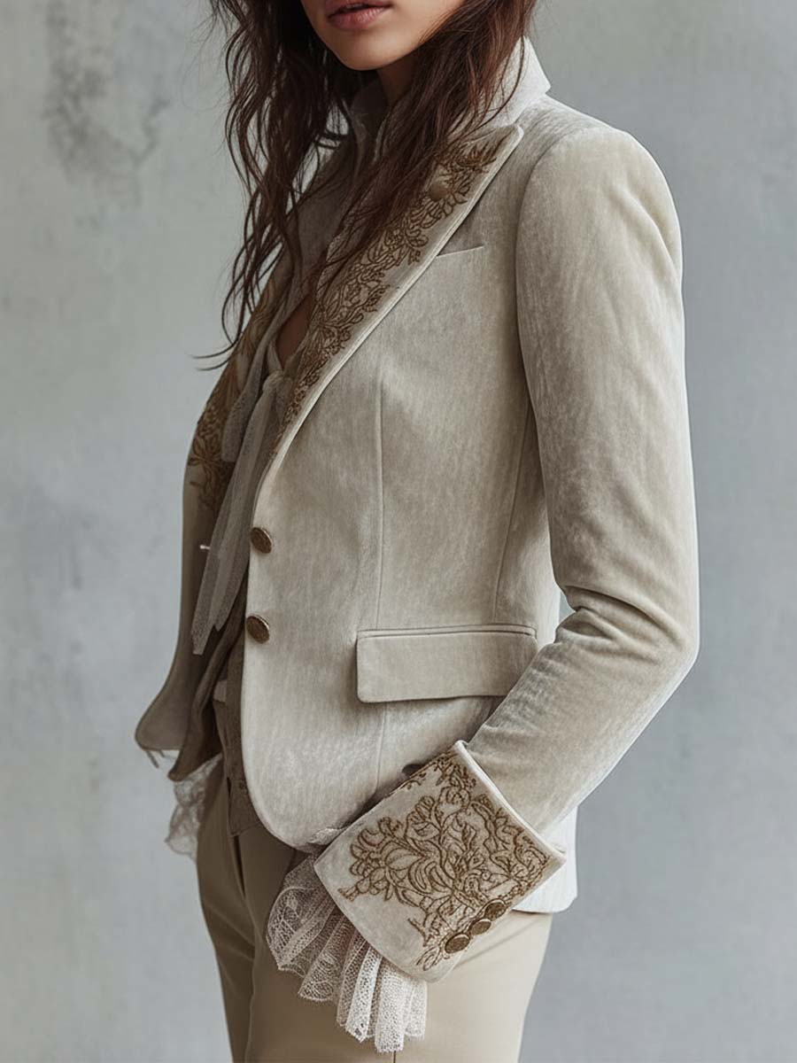 Blazer de mujer ivory bordado