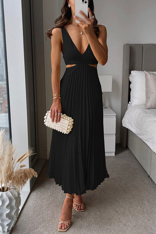 Vestido maxi plisado