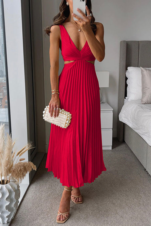 Vestido maxi plisado