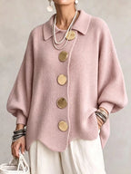 Valeria | Cárdigan Oversize con Cuello y Botones Metálicos