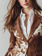 Blazer Vintage Ecológico con Estampado de Vaca