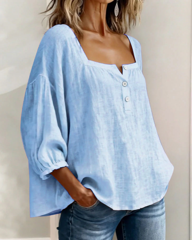 Lurea | Blusa para mujer con escote cuadrado y botones