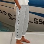 Anunciación | Pantalón recto con rayas y botones laterales