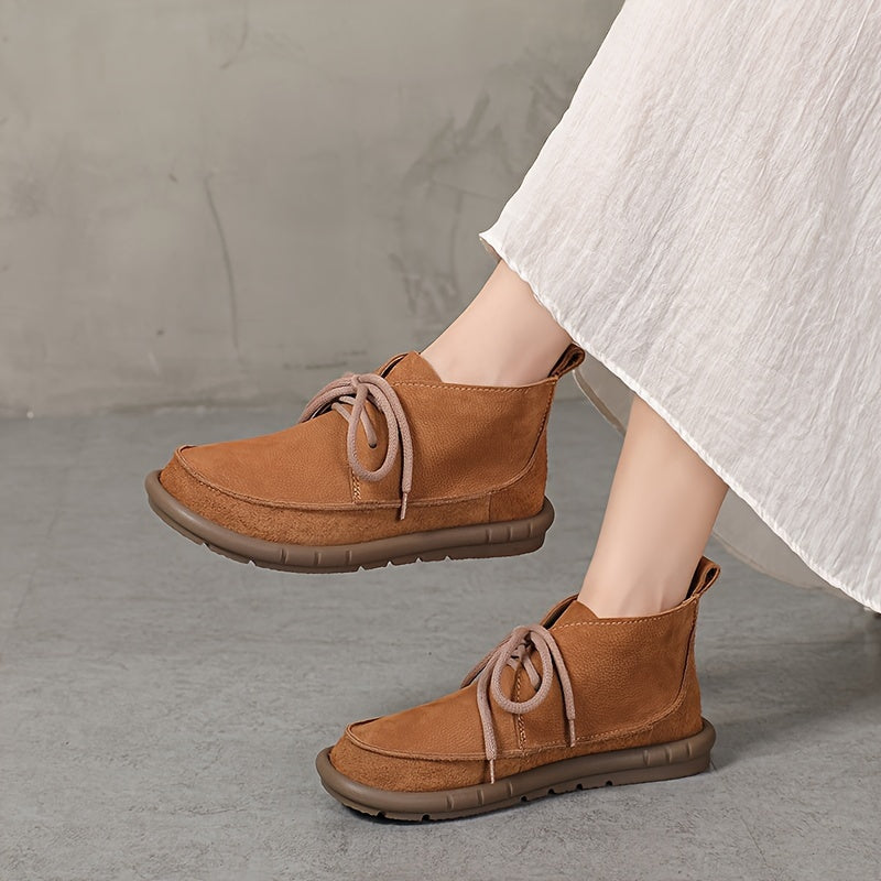 Botas de Tobillo de Cuero con Cordones