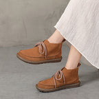 Botas de tobillo de cuero con cordones