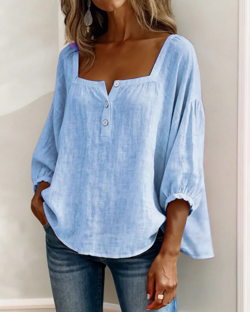 Lurea | Blusa para mujer con escote cuadrado y botones