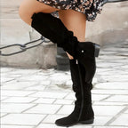 Botas Altas de Cuero con Cremallera Lateral