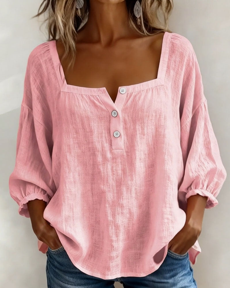 Lurea | Blusa para mujer con escote cuadrado y botones