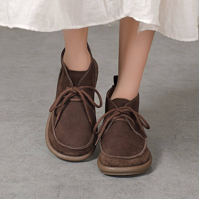 Botas de Tobillo de Cuero con Cordones