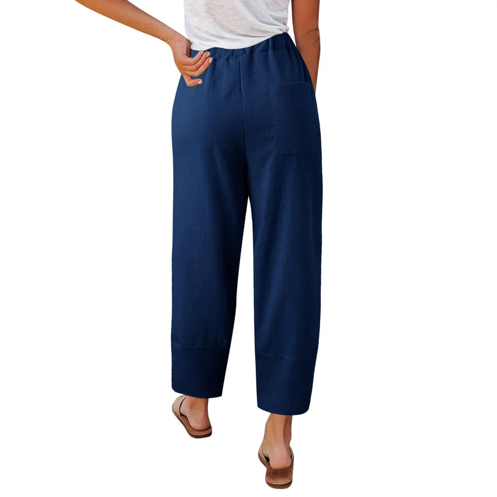 Mireya | Mujer pantalón ancho con diseño suelto y largo cropped