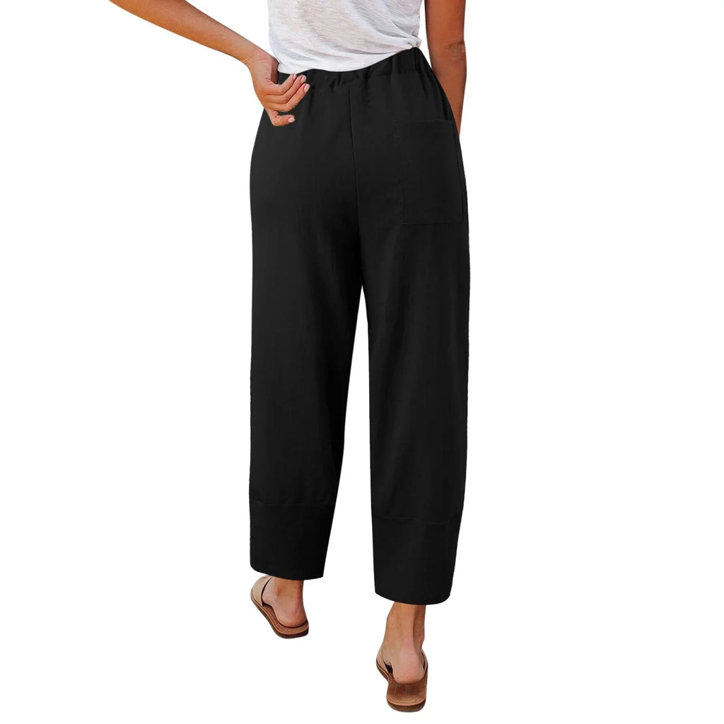 Mireya | Mujer pantalón ancho con diseño suelto y largo cropped