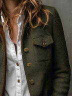 Blazer Vintage de Espiga con Bordes en Contraste