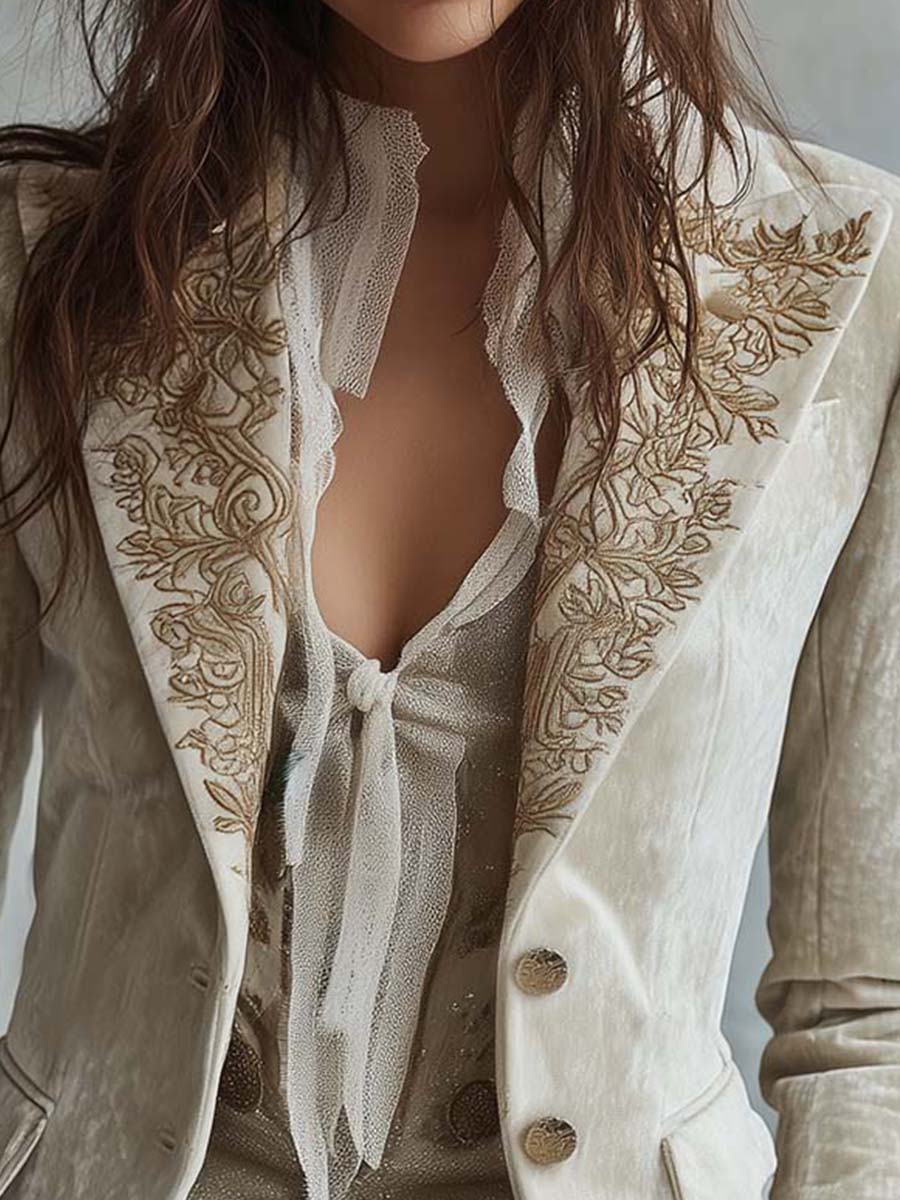 Blazer de mujer ivory bordado