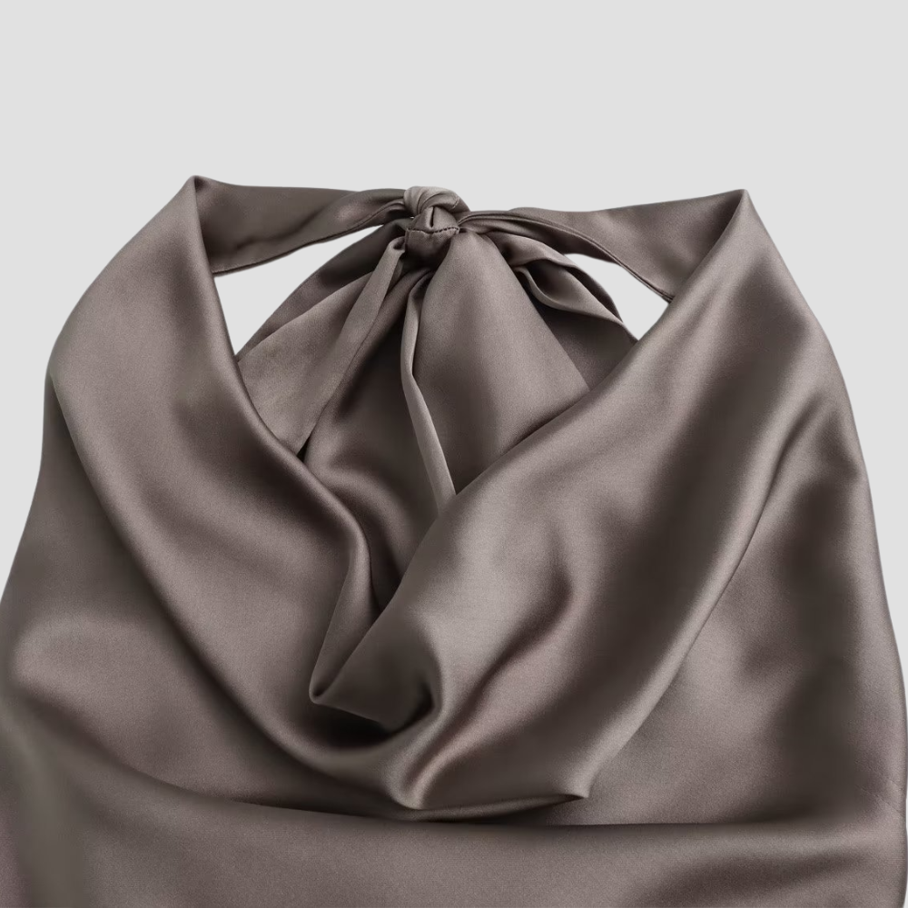 Arisenda | Top halter elegante de satén de mujer | Lazo