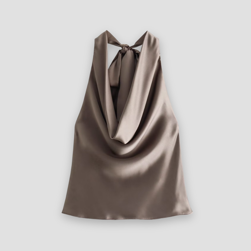 Arisenda | Top halter elegante de satén de mujer | Lazo