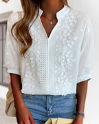 Carmen | Blusa con bordado y mangas sueltas con cuello en V