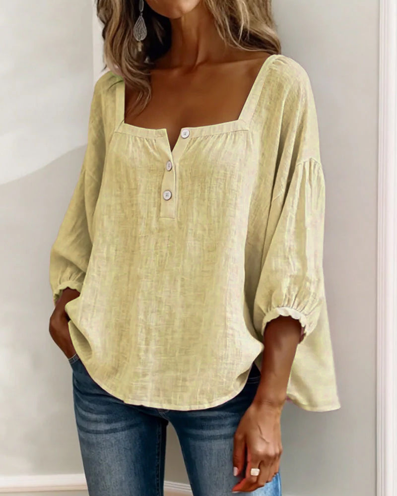 Lurea | Blusa para mujer con escote cuadrado y botones