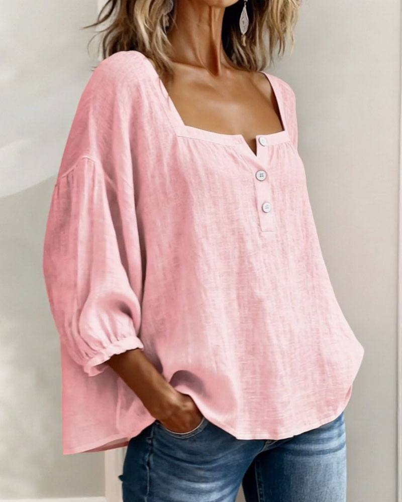 Lurea | Blusa para mujer con escote cuadrado y botones