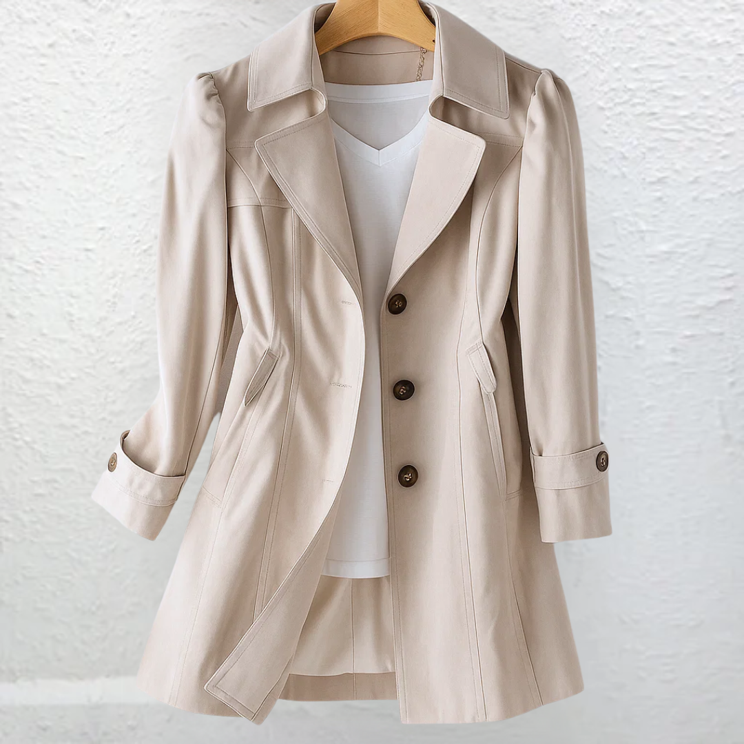 Abrigo Trench Mujer – Corte Entallado Vintage de Media Temporada
