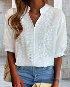 Carmen | Blusa con bordado y mangas sueltas con cuello en V