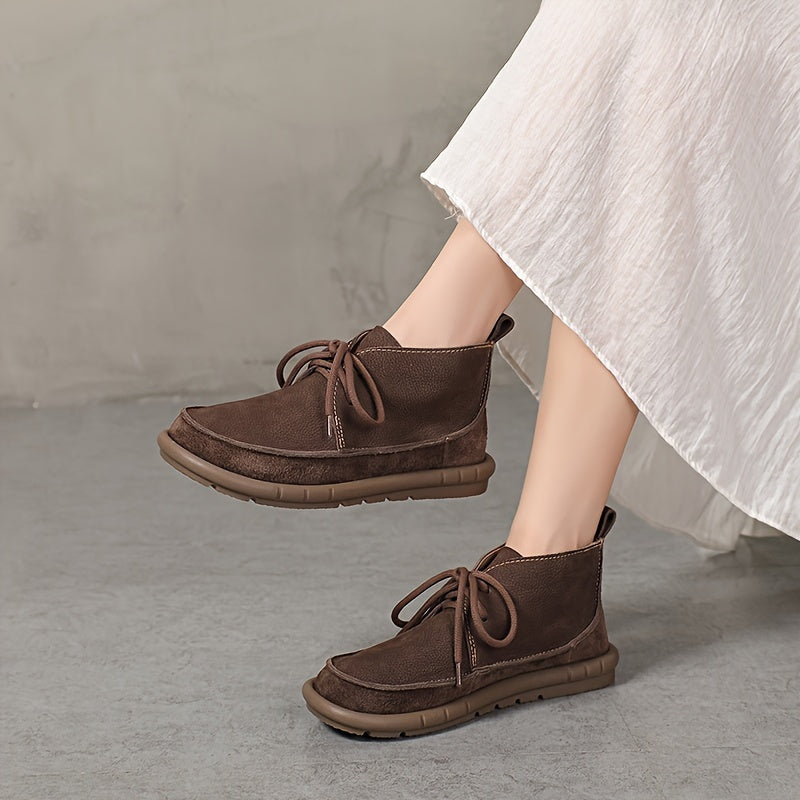 Botas de Tobillo de Cuero con Cordones
