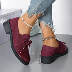 Mocasines Elegantes con Punta Redonda y Lazo Decorativo