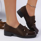 Mocasines Elegantes con Punta Redonda y Lazo Decorativo