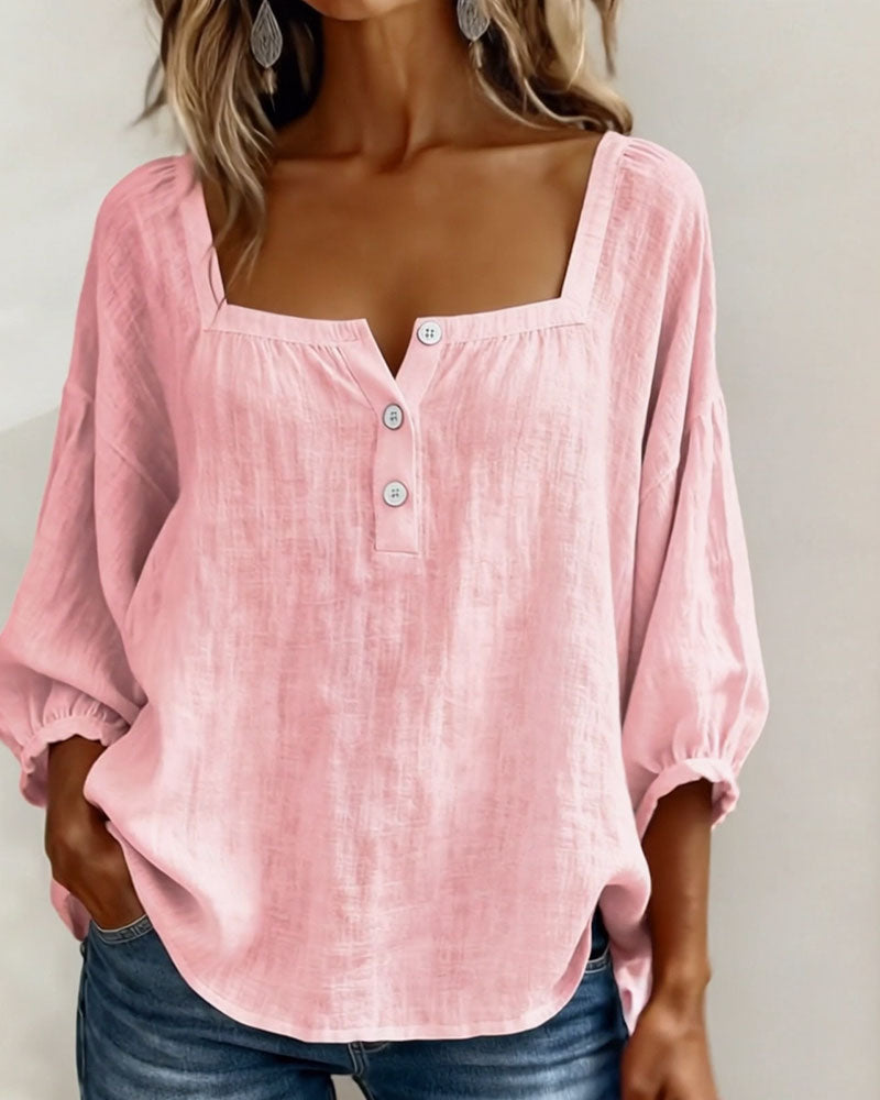 Lurea | Blusa para mujer con escote cuadrado y botones