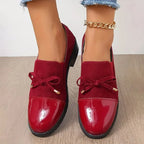 Mocasines Elegantes con Punta Redonda y Lazo Decorativo