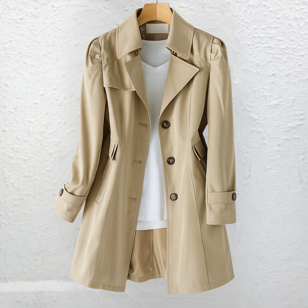 Abrigo trench mujer elegante rosa vintage – ligero y versátil