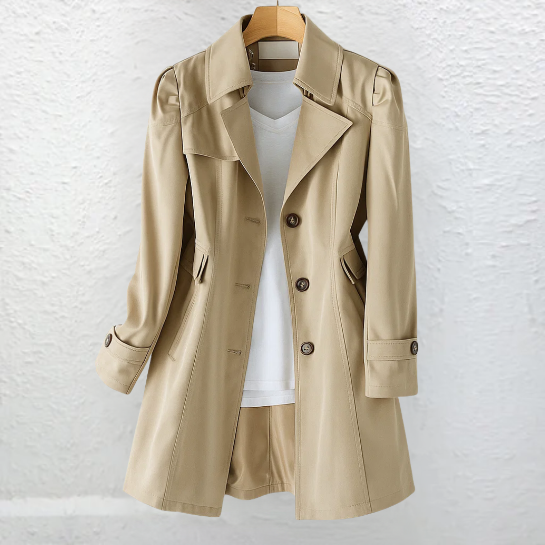 Abrigo Trench Mujer – Corte Entallado Vintage de Media Temporada