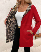Abrigo reversible mujer con capucha – abrigo mujer estampado leopardo