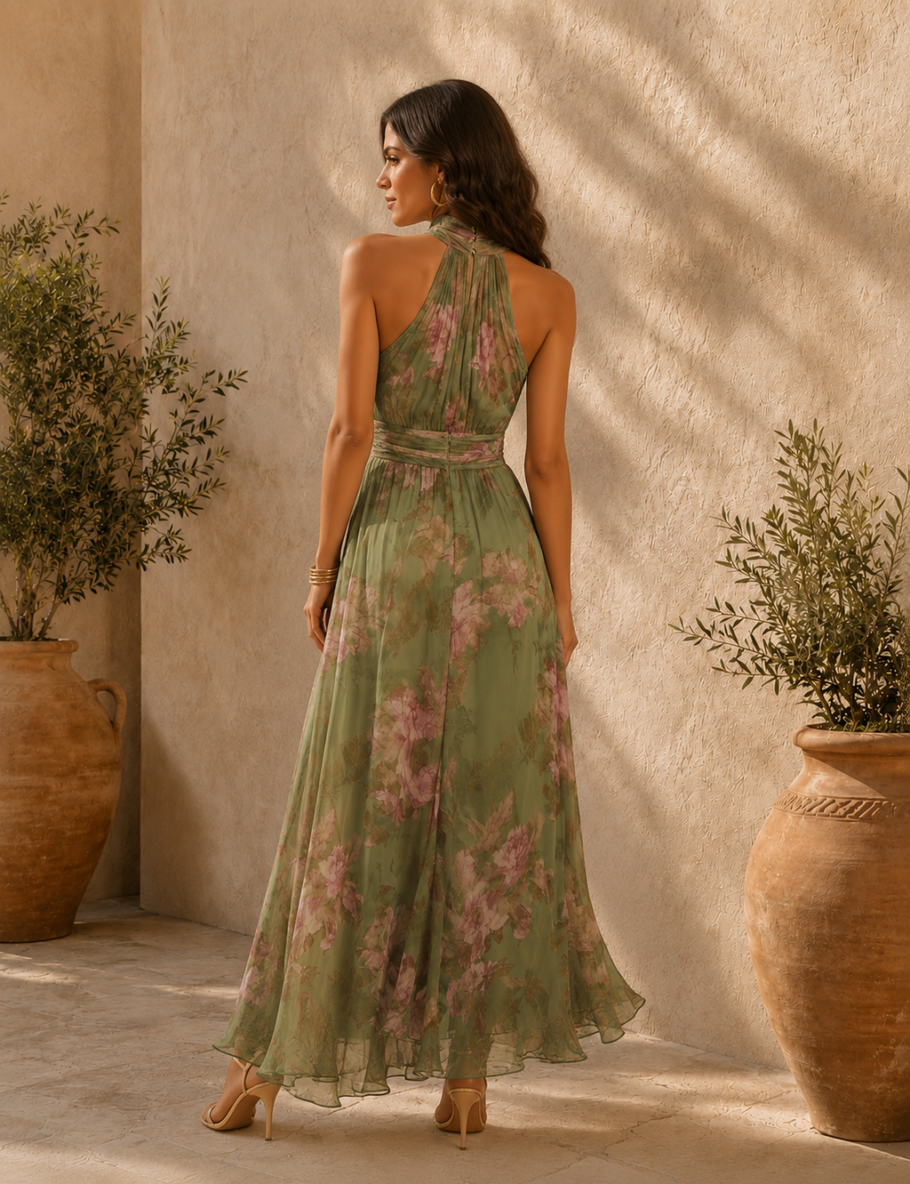 Vestido Maxi Halter Floral
