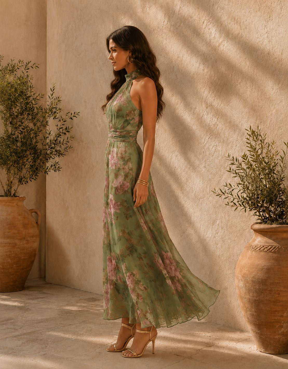 Vestido Maxi Halter Floral