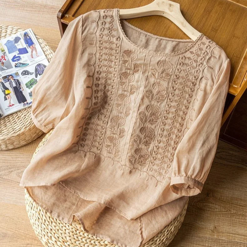Zorione | Blusa veraniega chic con bordados para mujer