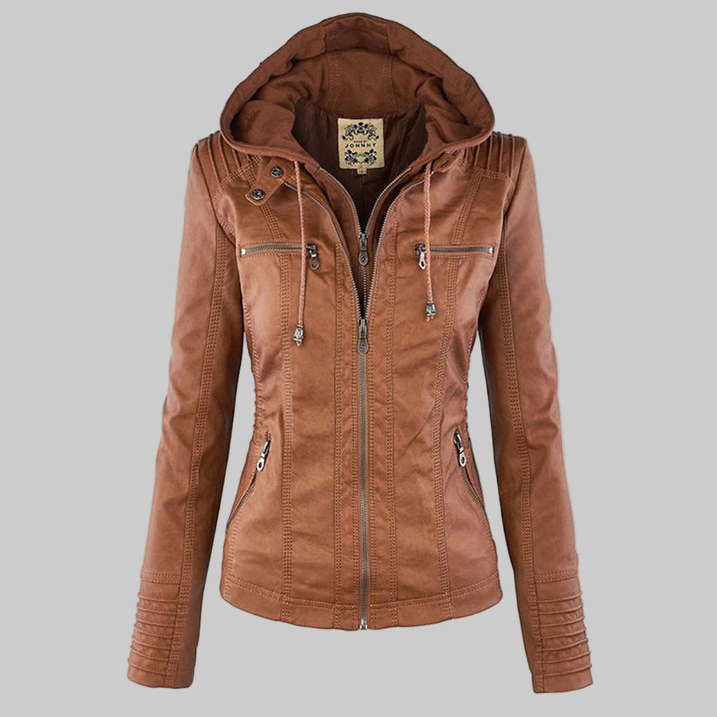Chaqueta elegante mujer con capucha y cremallera – chaqueta moderna mujer