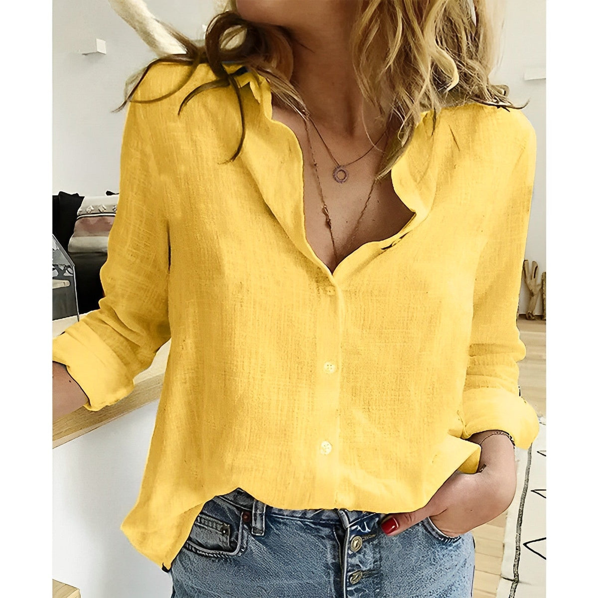 Zelmira | Camisa para mujer de manga larga con botones y estilo casual