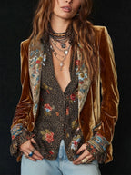 Marcela - Patchwork Blazer with Vintage Floral Print