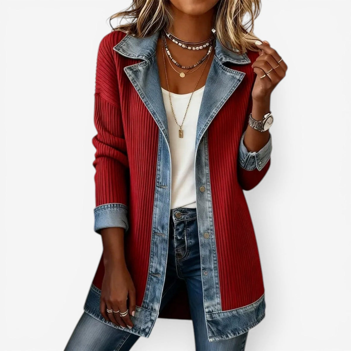 Chaqueta de Punto y Mezclilla Sofía
