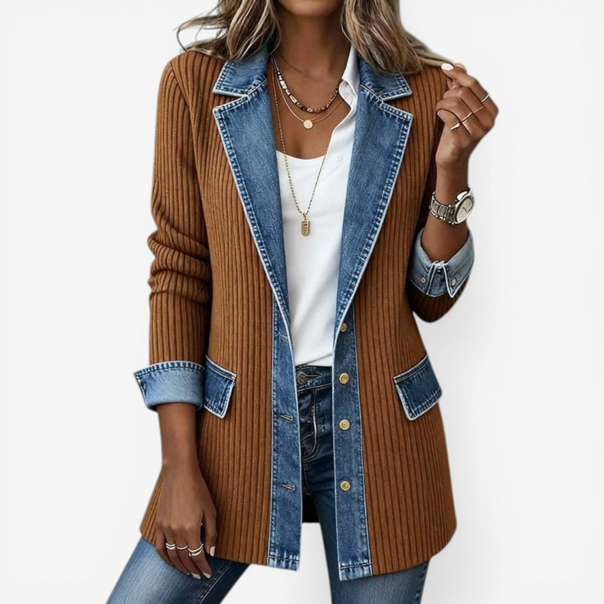Chaqueta de Punto y Mezclilla Sofía