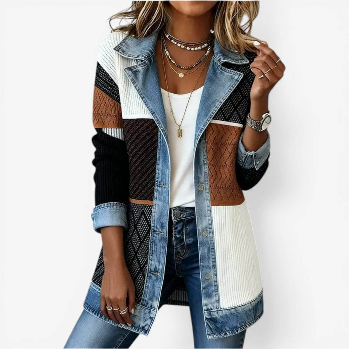 Chaqueta de Punto y Mezclilla Sofía